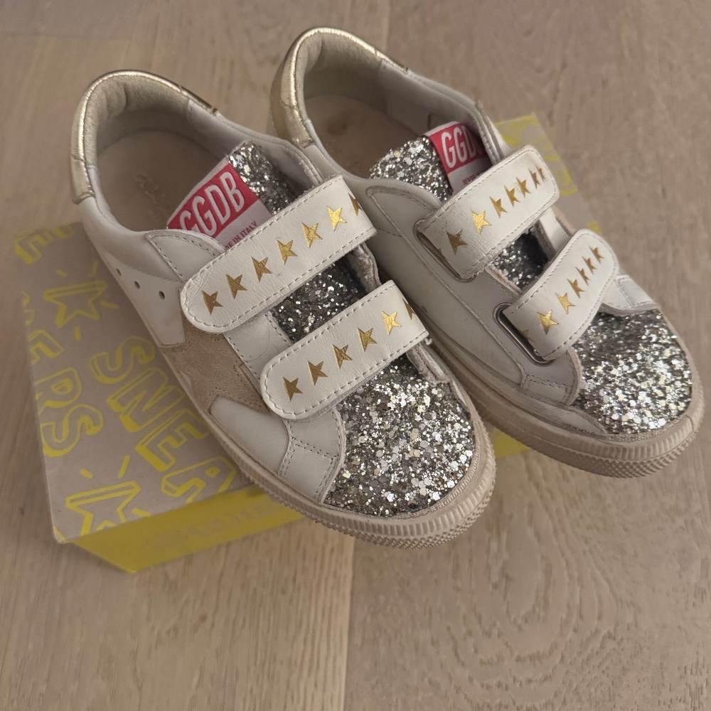 Golden Goose Kids Silver Glitter & White Star Strap Sneakers